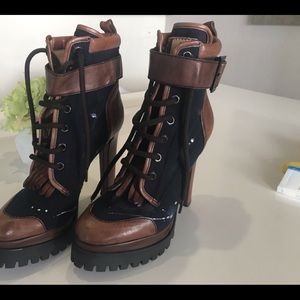 Dsquared 2 army deep blue and brown leather boots